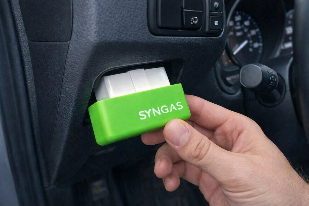 SynGas wird in den OBD2-Anschluss gesteckt