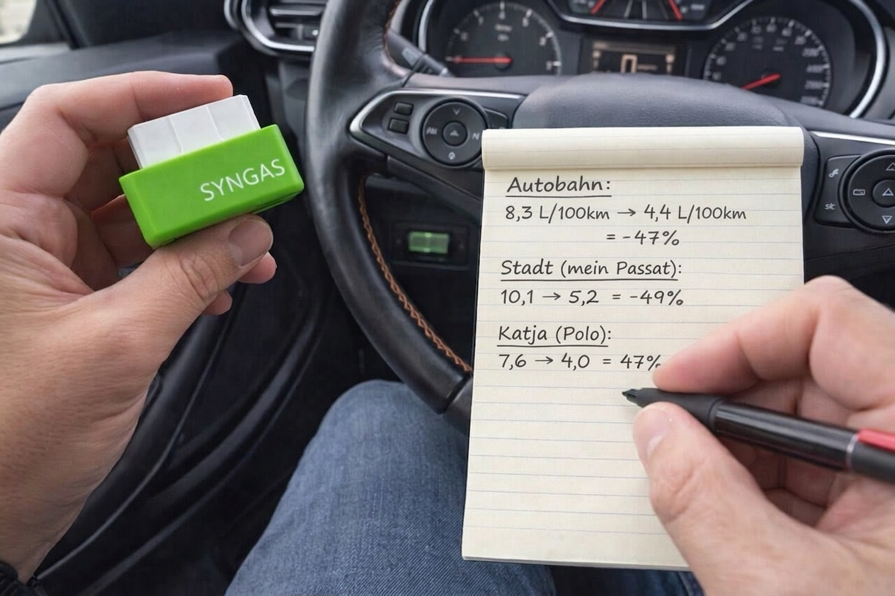Handschriftliche Verbrauchsnotizen eines SynGas-Nutzers