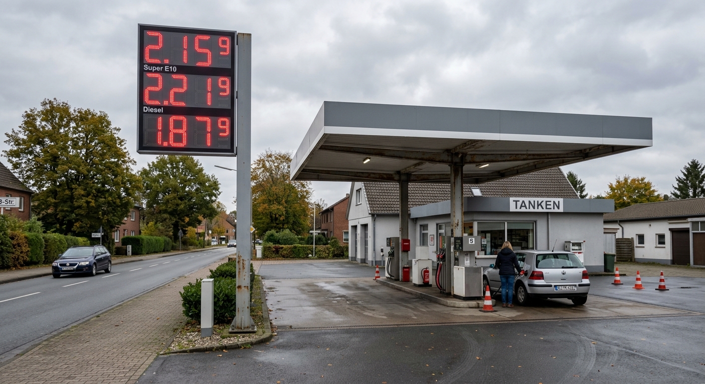 Freie Tankstelle mit hohen Spritpreisen